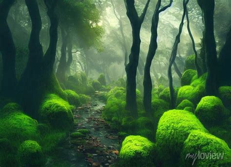 Forest Scenery With Beautiful Trees And Plants Natural Green Posters