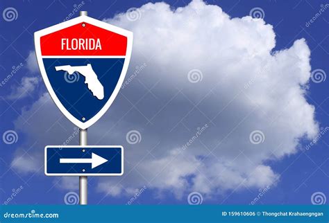 Road Trip To Florida Red White And Blue Interstate Stock Photo