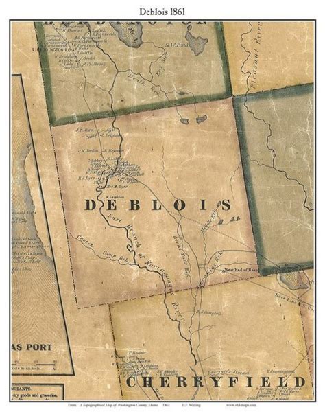 Deblois Maine Old Town Map Custom Print Washington Co Town