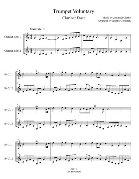 Trumpet Voluntary For Two Clarinets Arr Jeremy Corcoran By Jeremiah