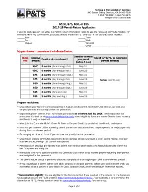 Fillable Online Transportation Stanford 100 75 50 Or 25 2017 18