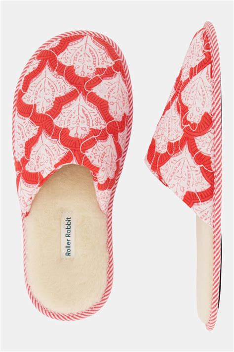 Roller Rabbit Red Jemina Quilted Slipper Cozy Lounge Outfits Rabbit