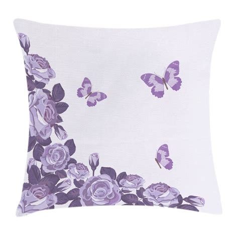 Lilac Throw Pillow Cushion Cover Bridal Composition With Rose Buds