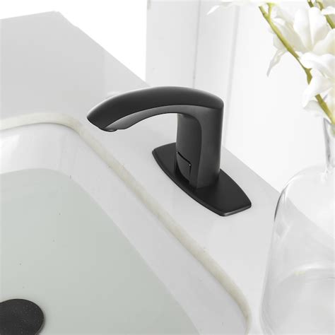 Bwe Matte Black Single Hole Touchless Bathroom Sink Faucet With Drain