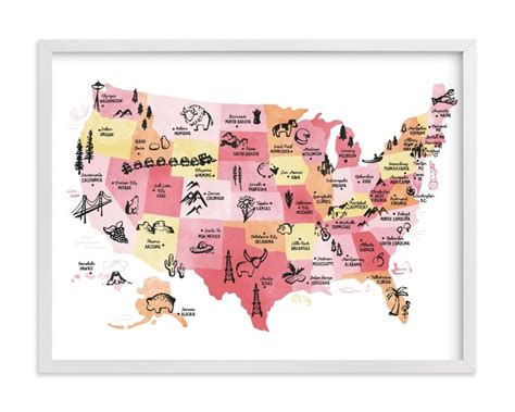 Retro United States Map Art Print