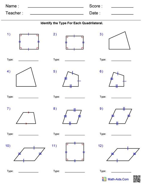 Identify Quadrilateral worksheet 1 – Hoeden at Home