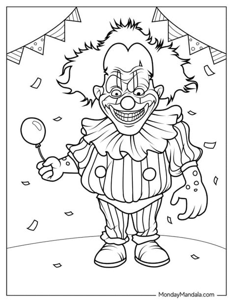 Free Clown With Balloons Coloring Pages