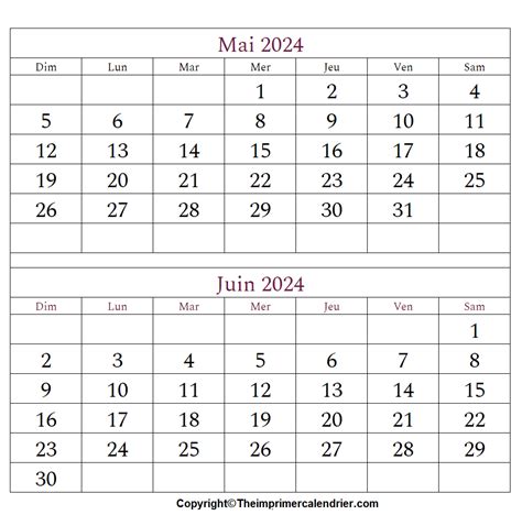 Calendrier Mois Mai Juin A Imprimer The Imprimer Calendrier