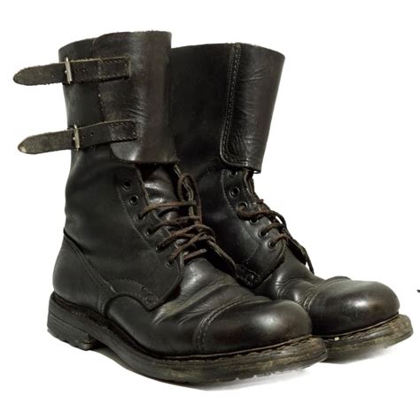 Italian army military surplus dark brown leather combat assault boots ...