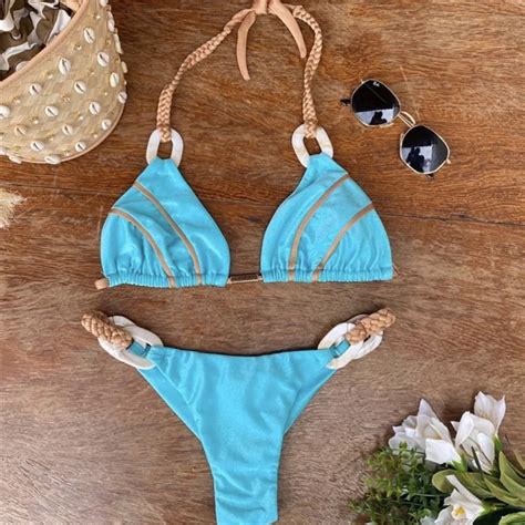 2020 Halter traje de baño triángulo juego de bikini estilo push up