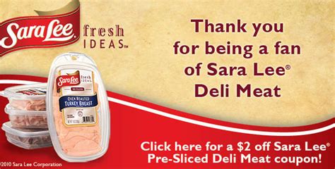 Printable Sara Lee Deli Meat Coupon