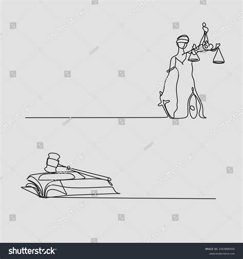 Continuous Line Drawing Lady Justice Blindfolded Stock Vector Royalty