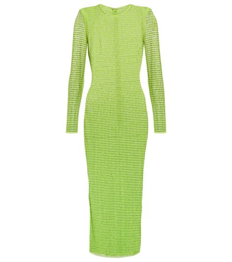 Self Portrait Crystal Embellished Bodycon Dress Green Editorialist