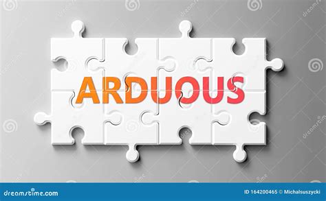 Arduous Complex Like A Puzzle Pictured As Word Arduous On A Puzzle