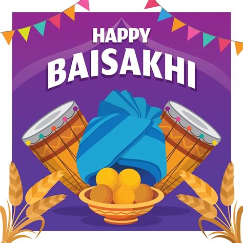 Free Vector Flat Design Happy Baisakhi Celebration