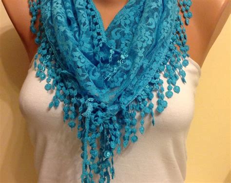 Turquoise Lace Scarf Spring Summer Scarf Turkish Fabric Etsy