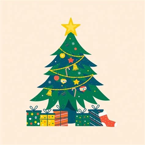 Elegant Vintage Christmas Tree Illustration