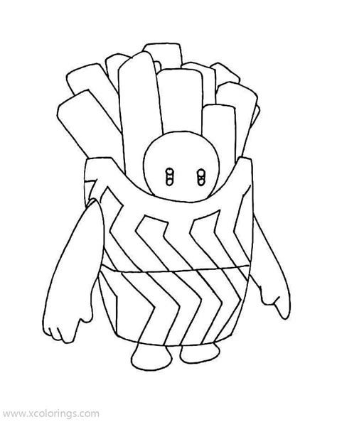 Fall Guys Coloring Page French Fries Xcolorings Coloring Nation