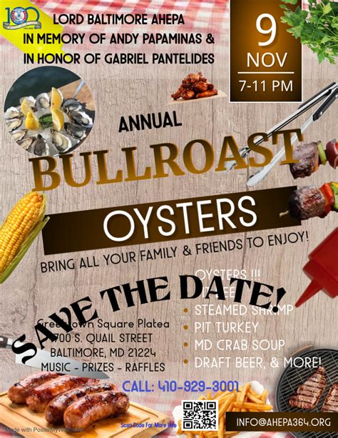 2024 Annual Bull And Oyster Roast Lord Baltimore Chapter 364 Ahepa