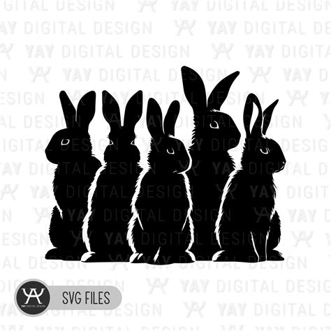 Bunnies Svg Rabbit Silhouette Easter Svg Rabbit Svg Easter Bunny