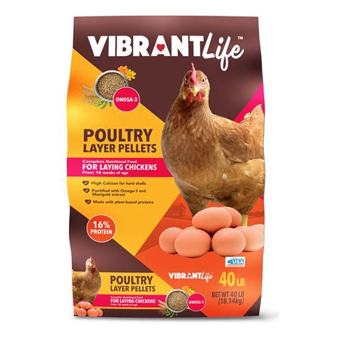 Vibrant Life Poultry Layer Pellets Chicken Feed 40 Lb