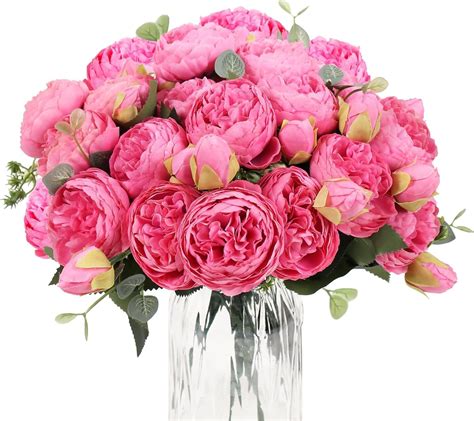 Floweroyal Bunches Artificial Peony Flowers Fake Rose Flowers Silk