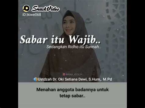 Sabar Itu Wajib Uztadzah Dr Oki Setiana Dewi S Hum M Pd YouTube