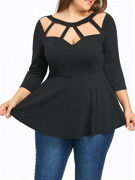 Off Plus Size Cut Out Peplum Tee Rosegal