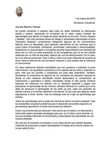 Carta Para Mi Maestra