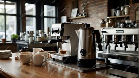 Premium Photo | Cozy Coffee Shop Interior with Espresso Machine