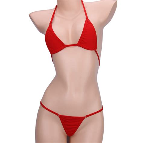 EVAbaby Women Micro G String Bikini Piece Swimsuit Sheer Extreme Mini Thong Set Bathing Suit
