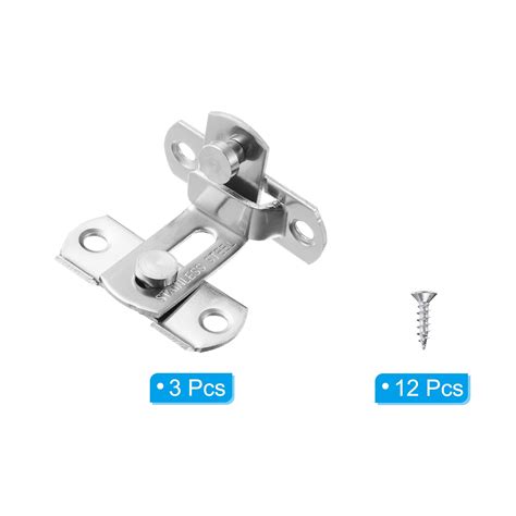PATIKIL 90 Degree Flip Door Sliding Latch, 3 Pack Stainless Steel Latch