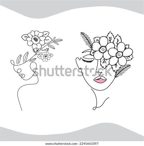 Womens Faces One Line Art Style Stock Vector Royalty Free 2245661097 Shutterstock