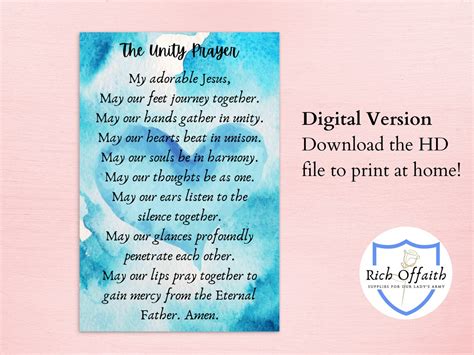 The Unity Prayer Instant Download Jesus Prayer Flame Of Love Prayer Christian Prayer Catholic