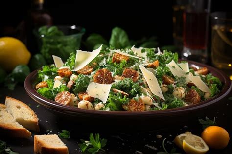 Premium Photo Caesar Salad A Celebration Of Taste