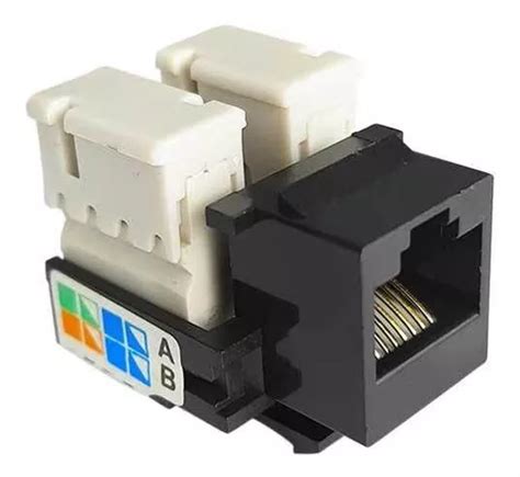 Conector Rede Femea Rj45 Keystone Cat 5e Preto Tomada 8 Via