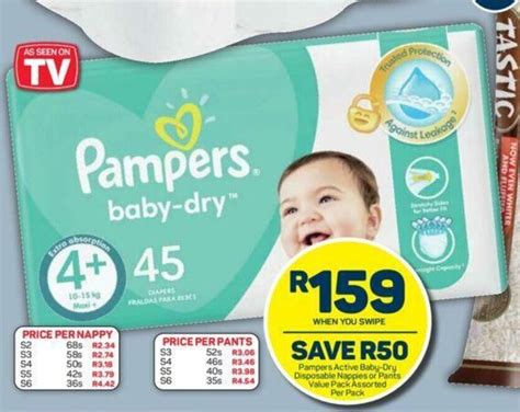 Pampers Active Baby Dry Disposable Nappies Or Pants Value Pack Per Pack