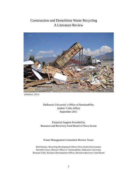 Pdf Construction And Demolition Waste Recycling A Literature