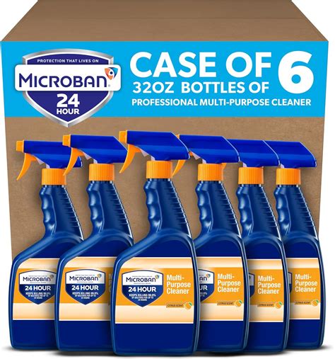 Microban 24 Professional Disinfectant Spray 24 Hour Sanitizing Citrus Scent 32 Oz Pack Of 6