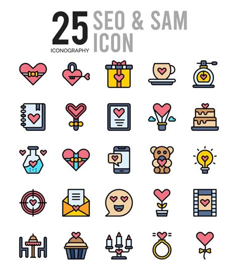 25 Seo Und Sam Lineal Color Icon Pack Vektorillustration Premium Vektor