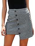 Melegant Damen Herbst Asymmetrischer Rock Mini Leder High Waist Eng