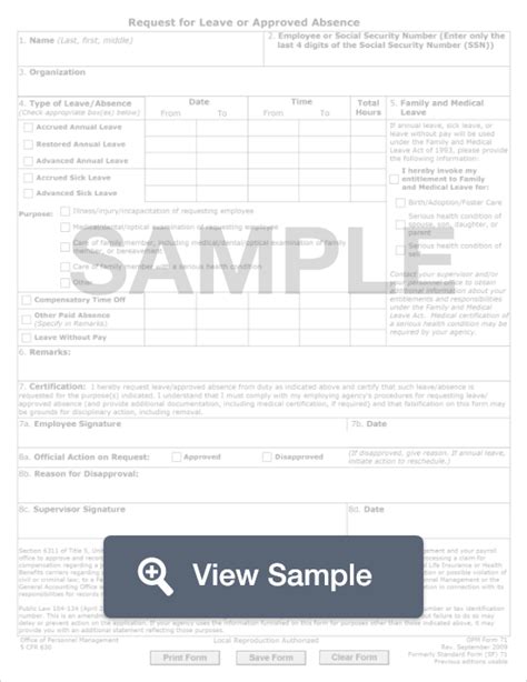 OPM Form 71 Fillable Request For Leave Or Absence PDF FormSwift