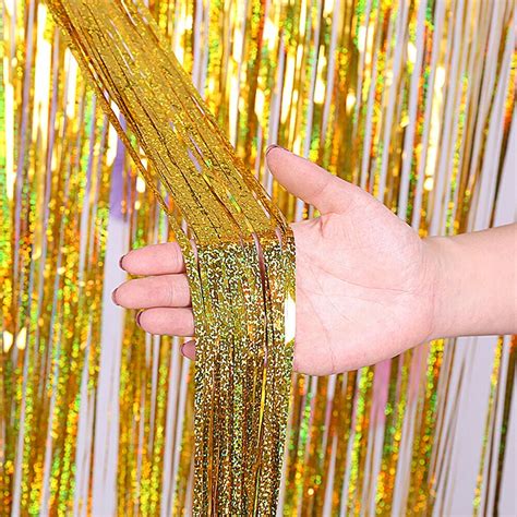 Metallic Foil Fringe Curtains Tinsel Curtain Photo Backdrop Birthday Party Decoration Walmart