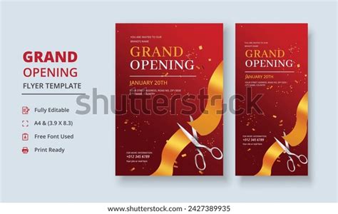 Grand Opening Flyer Template Realistic Grand Stock Vector (Royalty Free ...