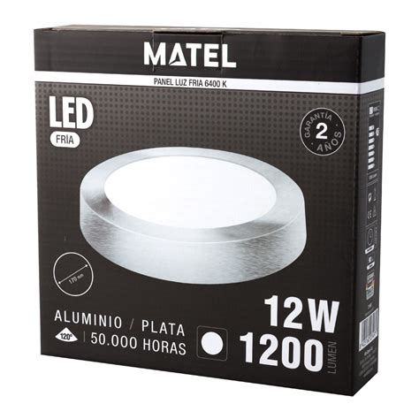 DOWNLIGHT LED MATEL SUPERFICIE REDONDO PLATA 12W FRÍA Matel