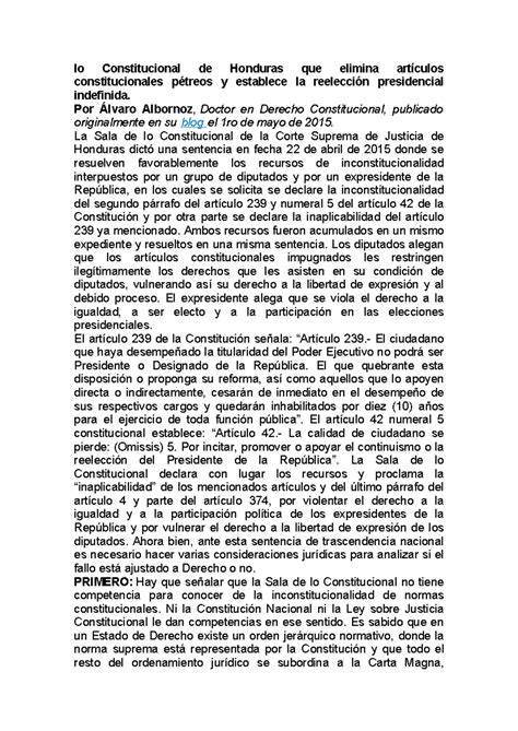 Lo Constitucional de Honduras que elimina artículos constitucionales