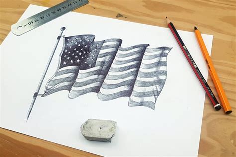 How To Draw A Flag Easy American Flag Drawing Tutorial