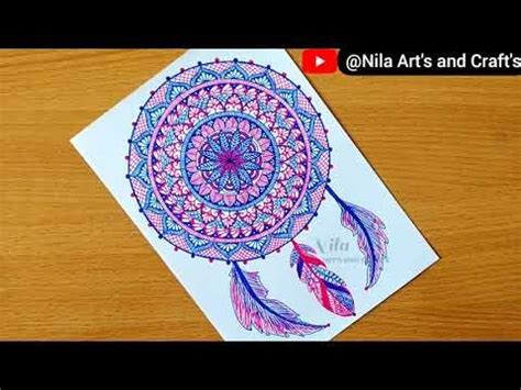 How To Draw Dream Catcher Mandala Art Easy Dream Catcher Drawing Step