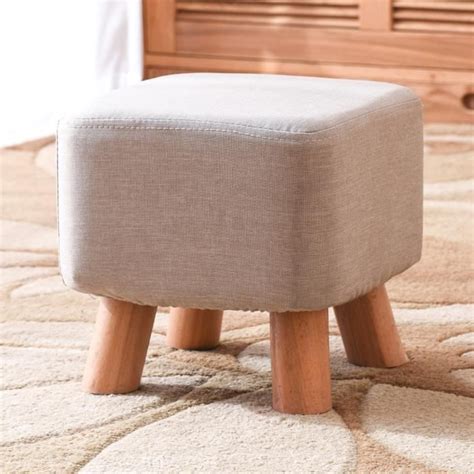 IBUYKE Tabouret Pouf Ottoman Tabouret Rond Pied En Bois Massif Assise