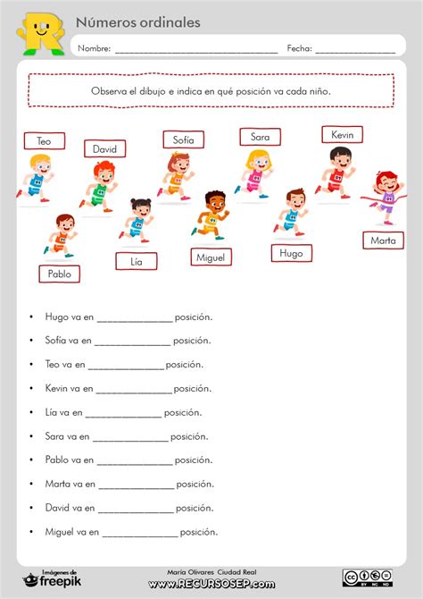 Ejercicio De Ordinal Number With Objects Numeros Ordinales Ordinales